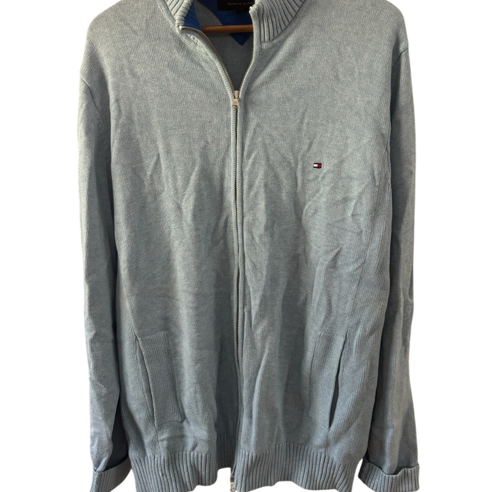 Tommy Hilfiger Men's Light‎ Blue Zip-Up Sweater Size 2XL